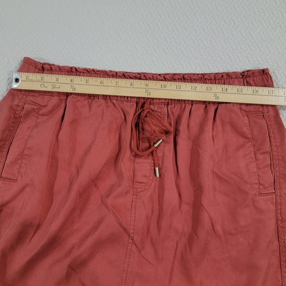 LOFT Rust-Coral Red Drawstring Skirt Size Large Casual Summer - Picture 6 of 10